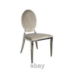 Champagne Upholstered Velvet Luxury Dining & Kitchen Chair with Oval Chrome Trim