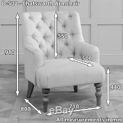 Chatsworth Grey Fabric Button Upholstered Armchair Bedroom Occasional D-502