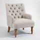 Chatsworth Natural Fabric Button Upholstered Armchair- D-501-brand New