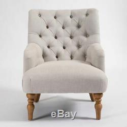 Chatsworth Natural Fabric Button Upholstered Armchair- D-501-BRAND NEW