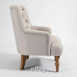 Chatsworth Natural Fabric Button Upholstered Armchair- D-501-BRAND NEW