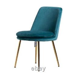 Chelsea Dining Chair Blue Velvet Fabric Upholstered Padded Seat Gold Metal Legs
