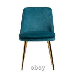 Chelsea Dining Chair Blue Velvet Fabric Upholstered Padded Seat Gold Metal Legs