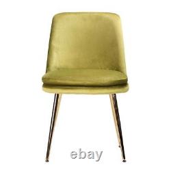 Chelsea Dining Chair Lime Velvet Upholstered Seat with Art Deco Gold Metal Base
