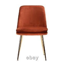 Chelsea Dining Chair Orange Velvet Upholstered Seat Art Deco Gold Metal Base
