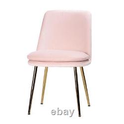 Chelsea Dining Chair Pink Velvet Upholstered Seat with Art Deco Gold Metal Base