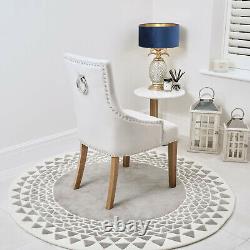 Chelsea Dove Grey Brushed Velvet Dining Chair with Solid Oak Legs Hoop Handle