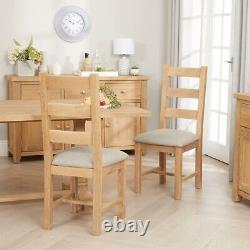 Cheshire Limed Oak Natural Fabric Upholstered Dining Chair- Dining Room LR81