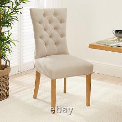 Chester Natural Oatmeal Fabric Dining Chair with Oak Legs Kitchen Upholstered