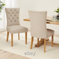 Chester Natural Oatmeal Fabric Dining Chair with Oak Legs Kitchen Upholstered