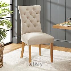 Chester Natural Oatmeal Fabric Dining Chair with Oak Legs Kitchen Upholstered