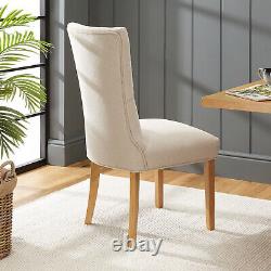 Chester Natural Oatmeal Fabric Dining Chair with Oak Legs Kitchen Upholstered