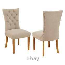 Chester Natural Oatmeal Fabric Dining Chair with Oak Legs Kitchen Upholstered