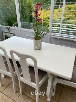 Chic french style kitchen /dining table and 4 newly upholstered dining chairs
