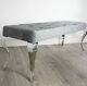 Chrome Modern Louis Black/grey Upholstered Velvet Dining Room Chair Bench 130cm