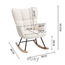 Comfy Upholstered Rocker Armchair High Back Rocking Glider Chair Bedroom Office