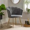 Compact Scallop Armchair Velvet Occasional Chair Living Dining Room Gold Legs