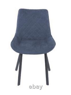 Core Aspen Blue Fabric Upholstered Dining Chairs Angled Metal Legs, Set of 2