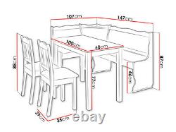 Corner Dining Set MINI III Kitchen Furniture Table Upholstered Chiars Alder Wood
