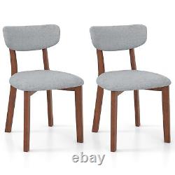 Costway 2 Pcs Dining Chairs Set Upholstered Mid-Back Chairs Armless Side Chairs