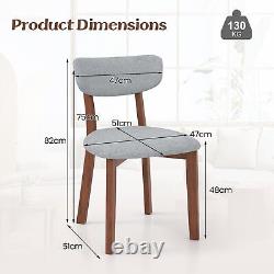 Costway 2 Pcs Dining Chairs Set Upholstered Mid-Back Chairs Armless Side Chairs