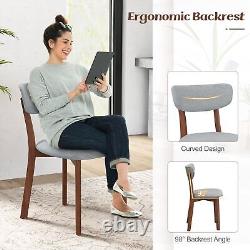 Costway 2 Pcs Dining Chairs Set Upholstered Mid-Back Chairs Armless Side Chairs