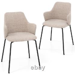 Costway Modern Dining Chairs Set of 2 Upholstered Accent Chairs with armrest