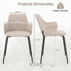 Costway Modern Dining Chairs Set of 2 Upholstered Accent Chairs with armrest