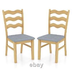 Costway Set of 2 Dining Chairs Armless Upholstered Rustic Kitchen Side Chair