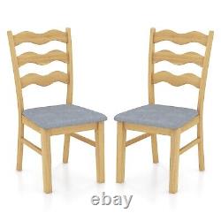 Costway Set of 2 Dining Chairs Armless Upholstered Rustic Kitchen Side Chair