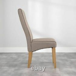 Cotswold Oak Brown Premium Dining Chair Solid Wood Upholstered Fabric