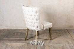 Cream Linen Dining Chair, Upholstered Side Chair, Button Back In French Style