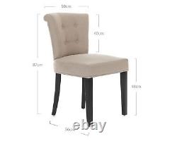 Cream Linen Scroll Top Dining Chair With Knocker Button Back Upholstered Chair