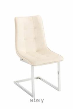 Cream Velvet Dining Chair Set of 2 Chrome Cantilever Modern Upholstered Ollie
