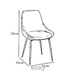 Cream Velvet Pair of Sierra Kitchen Dining Chairs Upholstered Metal Legs