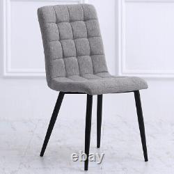 Cube Design Fabric Dining Chairs Set of 4 Kitchen Chair Padded Seat Metal Legs