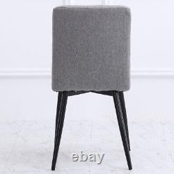 Cube Design Fabric Dining Chairs Set of 4 Kitchen Chair Padded Seat Metal Legs