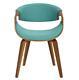 Curvo Blue Upholstered Dining Chair Dark Wood Legs 28cm H X 21cm W X 24.50cm D