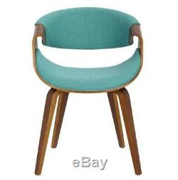 Curvo Blue Upholstered Dining Chair Dark Wood Legs 28cm H x 21cm W x 24.50cm D