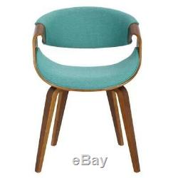Curvo Blue Upholstered Dining Chair Dark Wood Legs 28cm H x 21cm W x 24.50cm D
