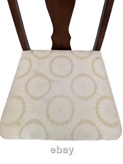 DINING CHAIRS 4 Solid Mahogany Cream Pattern Seat Cushions Carved Backs