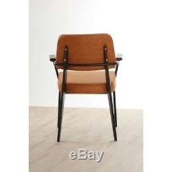 Dalston Vintage Camel Armchair Retro Upholstered Tan Seat Dining Feature Chair