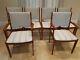 Danish Dining Chairs Vintage / Retro Upholstered In Blue Stripe Fabric