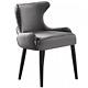 Dark Grey Oxford Velvet Dining Chairs Upholstered Dining Room Chairs With Wood Leg