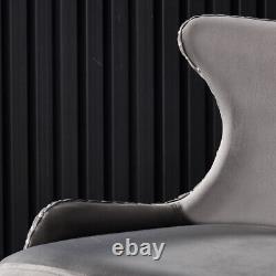 Dark Grey Oxford Velvet Dining Chairs Upholstered Dining Room Chairs with Wood Leg