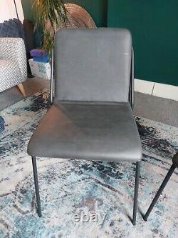 Dark Grey Real Leather Upholstered Quality Dining Chairs 10x chairs