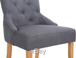 Dark Grey Upholstered Scoop Back Fabric Dining Chair with Premium Solid Oak Leg x2