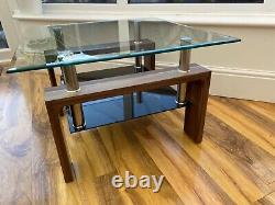 Dark Wood/Walnut John Lewis Retro Style Upholstered Chairs/Glass Dining Table