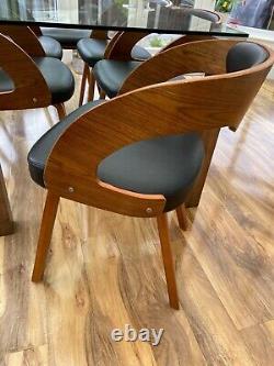 Dark Wood/Walnut John Lewis Retro Upholstered Chairs/Glass Dining& Coffee Table