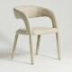 Delano Dining Chair Fully Upholstered Light Grey Fabric Curved Mid-century Frame